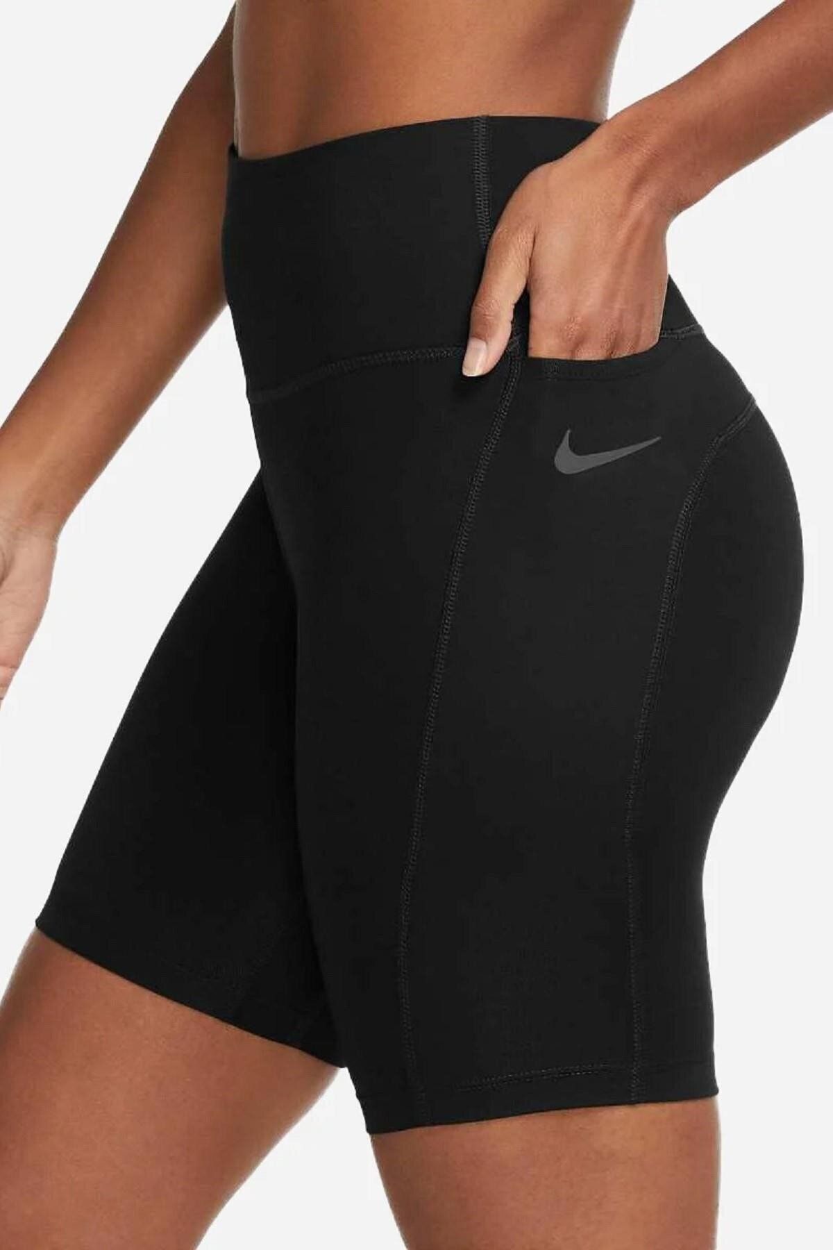 Nike Pro Normal Belli File Panelli Siyah Kadın Tayt