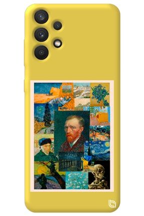 Samsung A32 Sarı Renkli Premium Içi Kadifeli Van Gogh Desenli Silikon Telefon Kılıfı vangogh2_178
