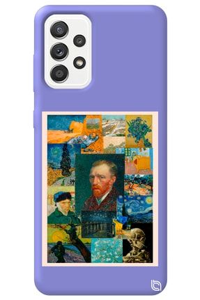 Samsung Galaxy A52 Lila Renkli Premium Içi Kadifeli Van Gogh Desenli Silikon Telefon Kılıfı vangogh2_181
