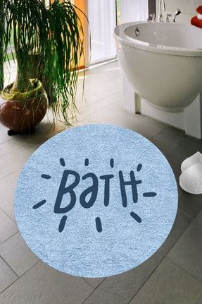 Dijital Baskı Kaymaz Bath Yıkanabilir Banyo Paspas Klozet Takımı 8025-Mavi