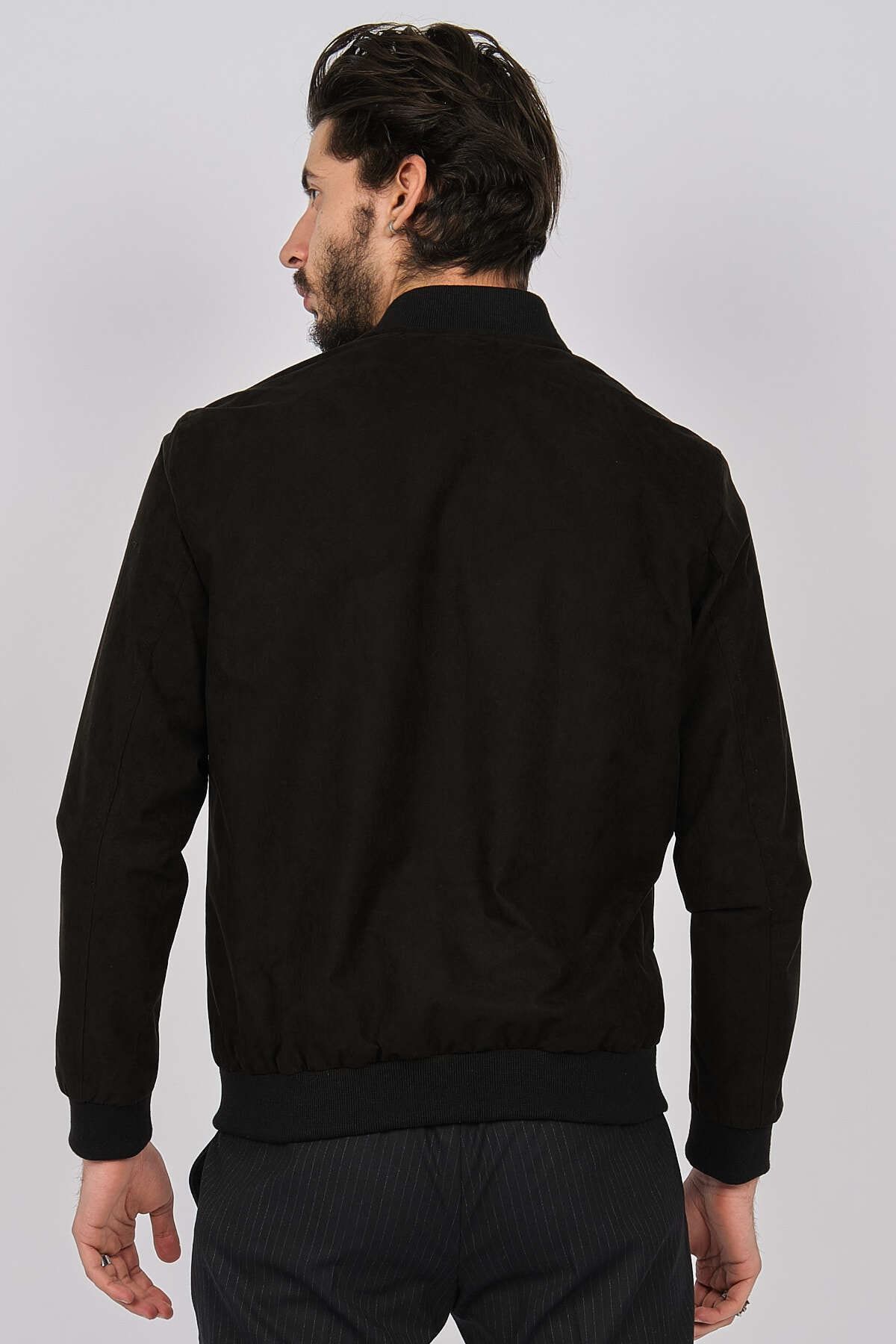EL FARO Men s College Collar Slim Fit Coat 6492251 Black Trendyol