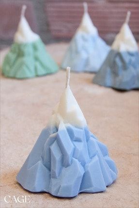 Buz Dağı Dekoratif Renkli Mum Mavi - Ice Mountain Candle BUZD001