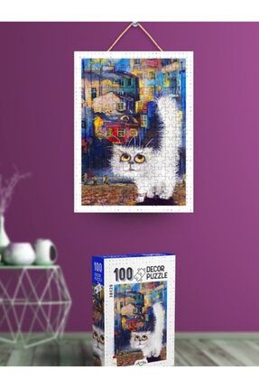 100 Parça Sevimli Kedi Puzzle Yapıştırıcı Ve Ip Hediyeli - Yetişkin Ve Çocuklar Için Yapboz Seti NT0P00023