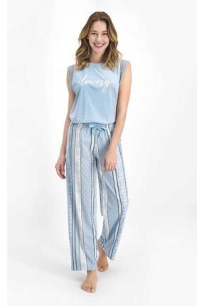Lovely Koyu Mat Mavi Kadın Kısa Kol Pijama Takımı AR1252-S
