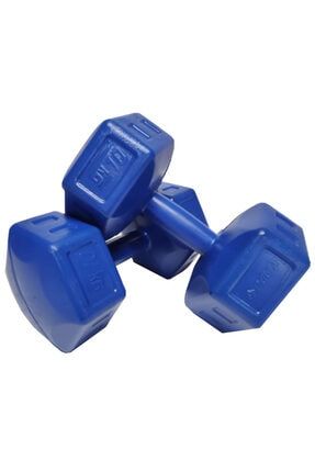 10 Kg X 2 Adet Köşeli Mavi Plastik Dambıl Ağırlık Seti DMBL-PLSTK