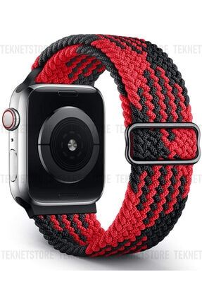 Apple Watch 42-44mm / 45mm / Ultra ( 49mm ) Uyumlu Tek Parça Örgü Solo Loop Kayış Renkli Esnek Hasır 4232161976034