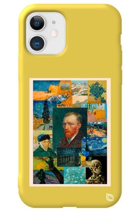 Iphone 11 Sarı Renkli Premium Içi Kadifeli Van Gogh Desenli Silikon Telefon Kılıfı vangogh2_173