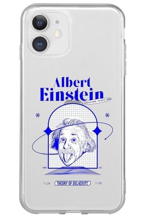 Iphone 11 Einstein Desenli Desenli Şeffaf Silikon Telefon Kılıfı einstein_173