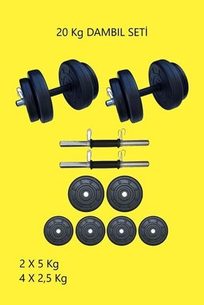 Mocca Style 20 Kg Dambıl Seti Ağırlık Ve Vücut Geliştirme Seti (20 KG PLAKA A...