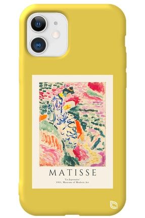 Iphone 11 Sarı Renkli Premium Içi Kadifeli Matisse Desenli Silikon Telefon Kılıfı matisse_173