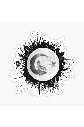 Ay Yıldız Ve Kurt Araba Sticker Etiket Yapıştırma 18cm Stickerqt16