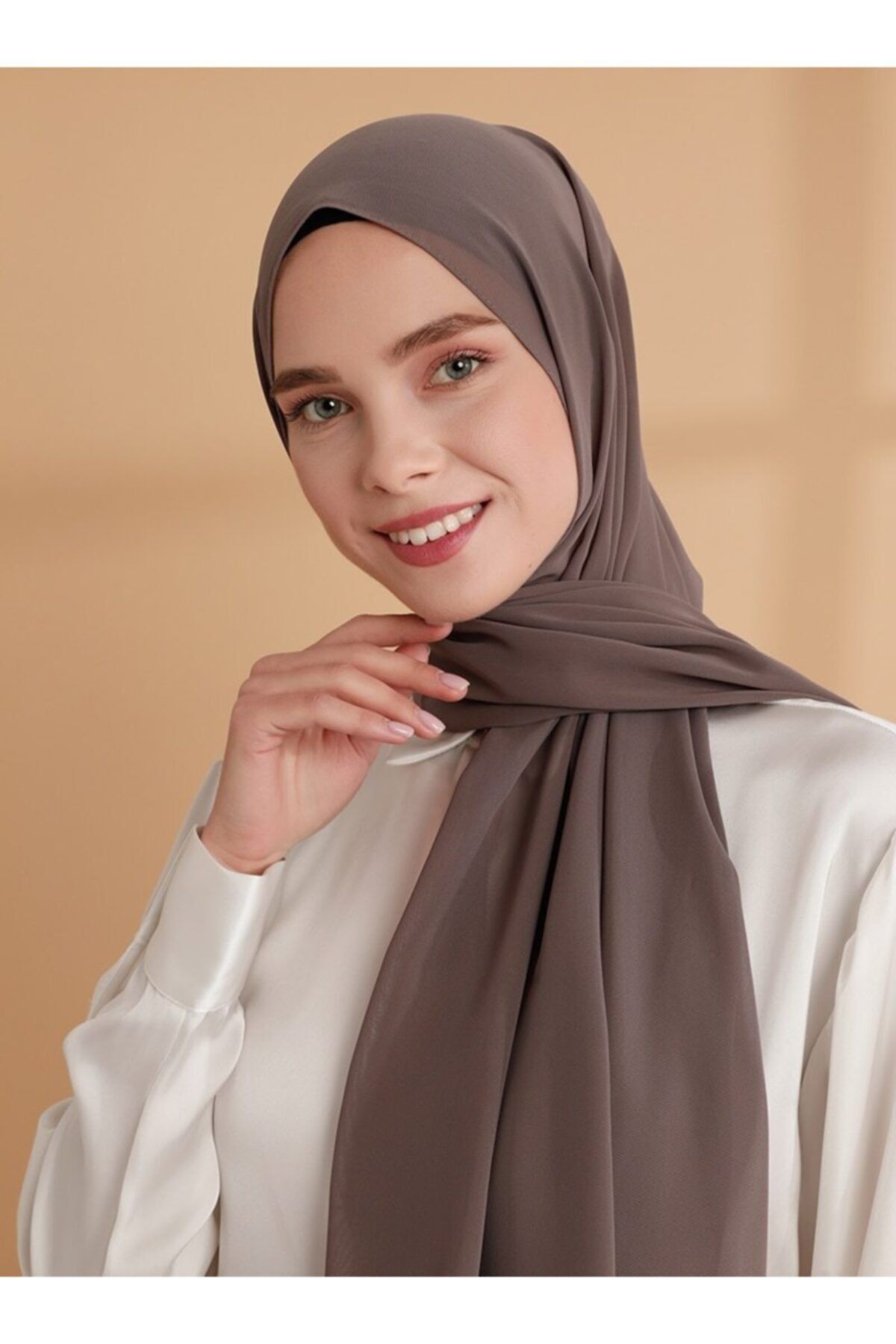 Tuva Şal-Chiffon Shawl - Dark Mink - 2