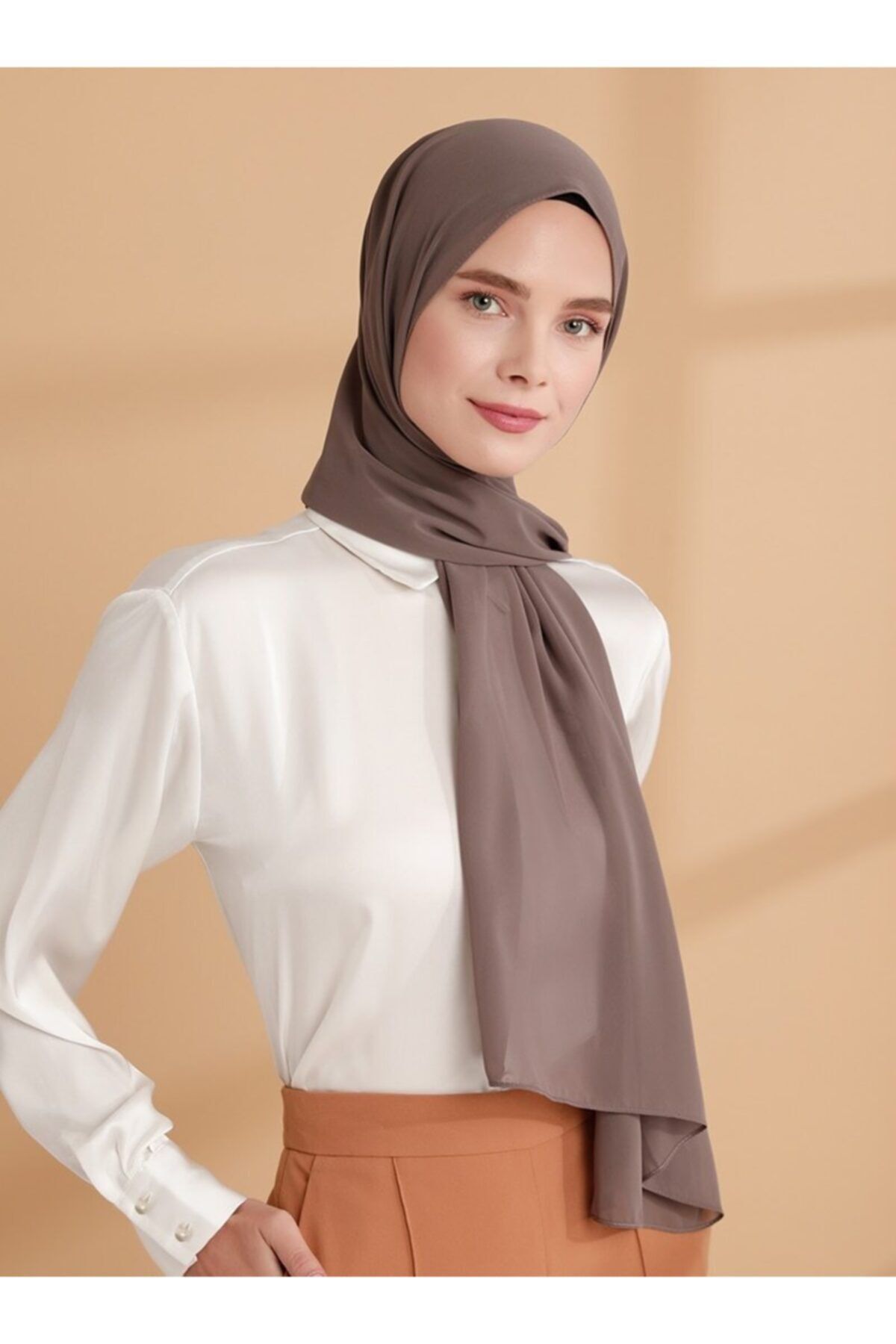 Tuva Şal-Chiffon Shawl - Dark Mink - 3