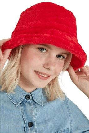 Kadın Kırmızı Peluş Şapka 20-2K719033B004