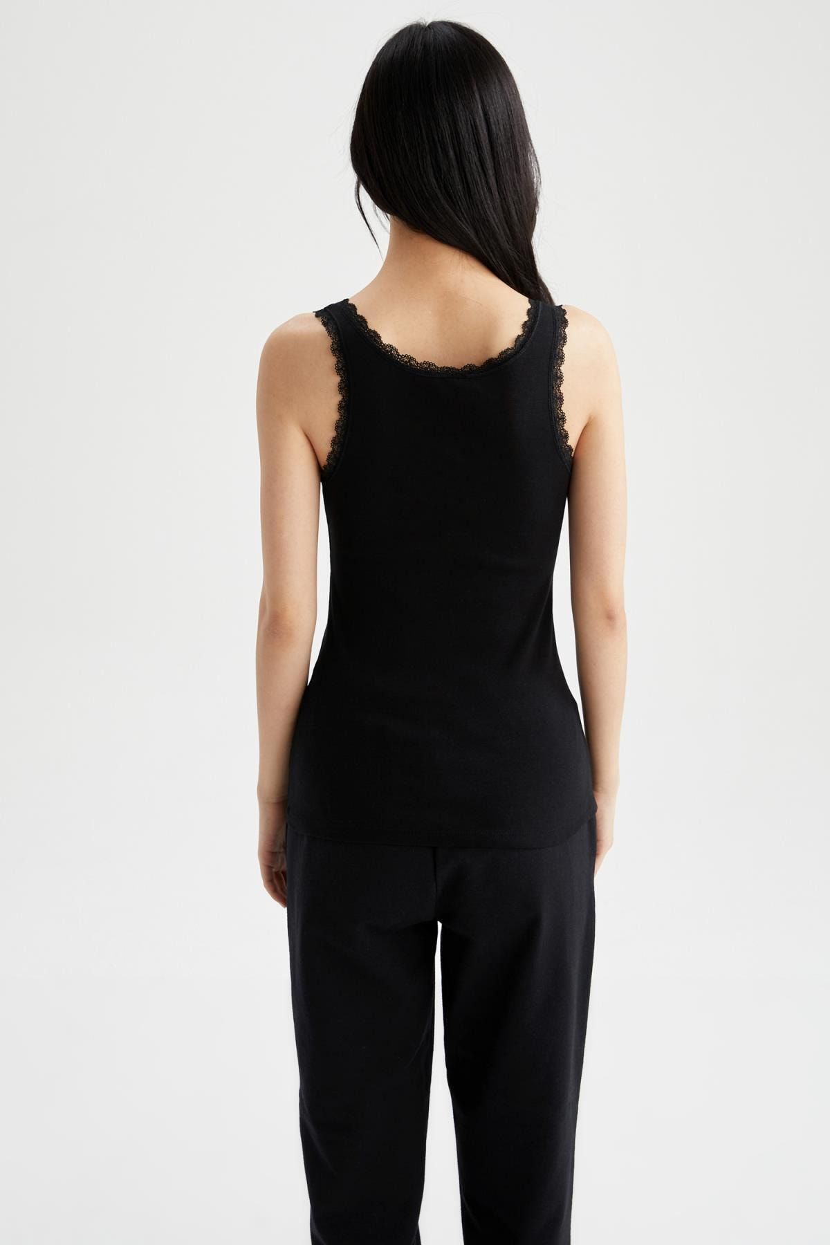 DeFacto-Fall In Love Regular Fit Lace Strappy Undershirt 4
