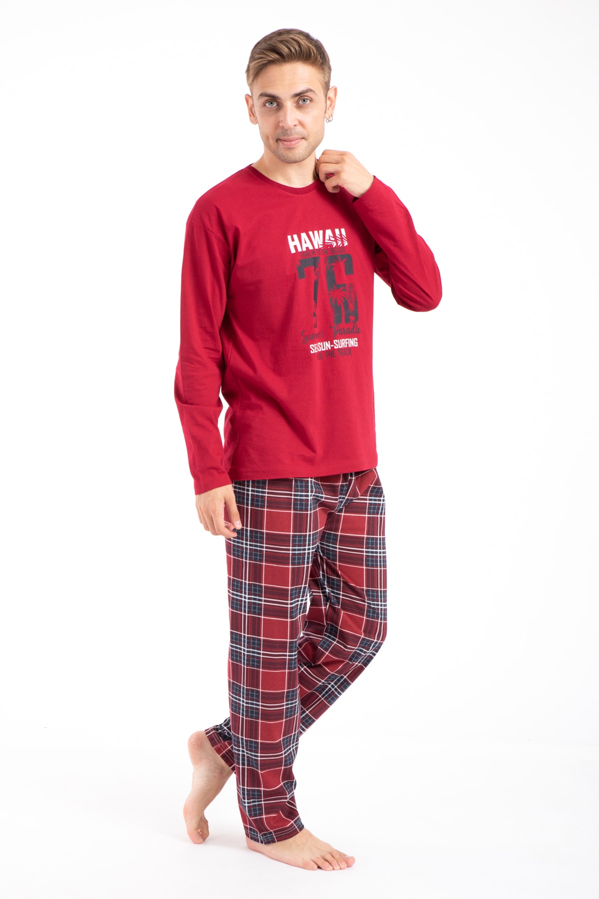 Erkek Baskılı Pijama Takımı Uzun Kollu 2170