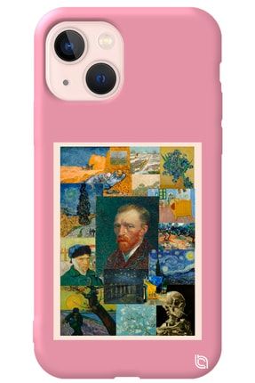 Iphone 13 Pembe Renkli Premium Içi Kadifeli Van Gogh Desenli Silikon Telefon Kılıfı vangogh2_195