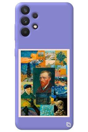 Samsung A32 Lila Renkli Premium Içi Kadifeli Van Gogh Desenli Silikon Telefon Kılıfı vangogh2_178