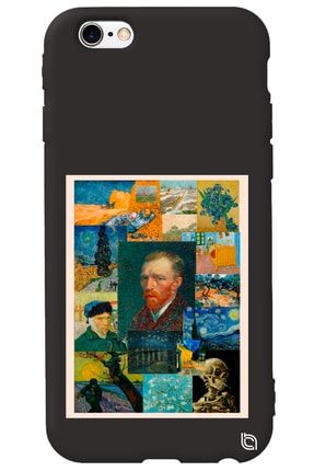Iphone 6 6s Siyah Renkli Premium Içi Kadifeli Van Gogh Desenli Silikon Telefon Kılıfı vangogh2_166