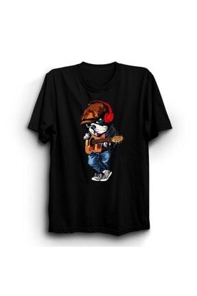 Sokak Müzisyeni Köpek Baskılı T-shirt TT-BT16900