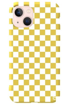 Iphone 13 Sarı Renkli Premium Içi Kadifeli Dama Desenli Silikon Telefon Kılıfı dama_195