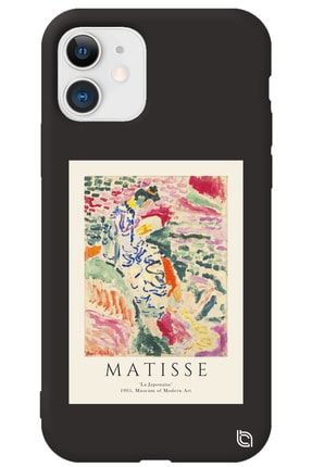Iphone 11 Siyah Renkli Premium Içi Kadifeli Matisse Desenli Silikon Telefon Kılıfı matisse_173