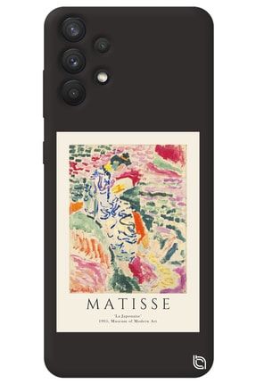 Samsung A32 Siyah Renkli Premium Içi Kadifeli Matisse Desenli Silikon Telefon Kılıfı matisse_178