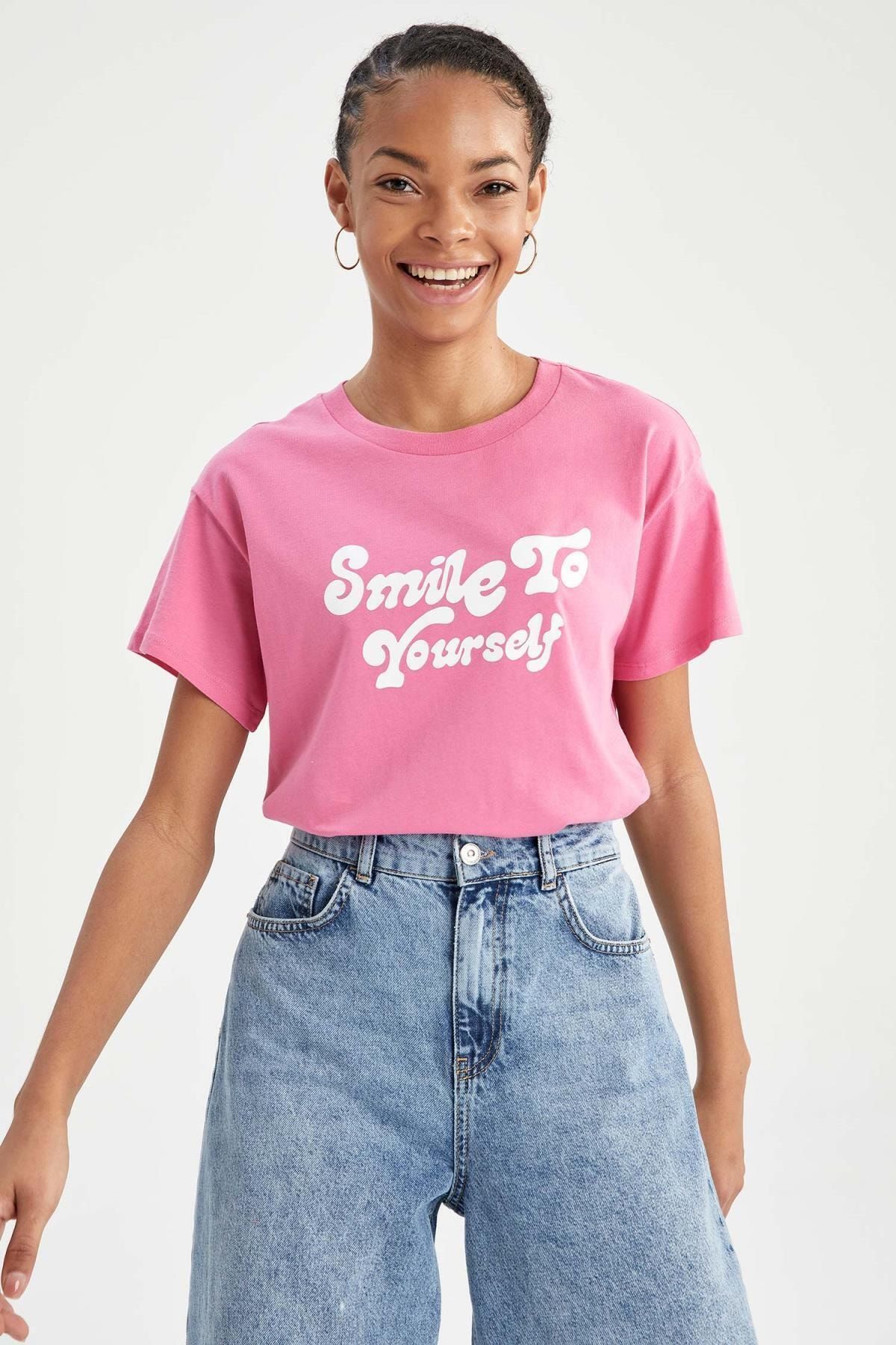 DeFacto T-Shirt Rosa Regular Fit Fast ausverkauft