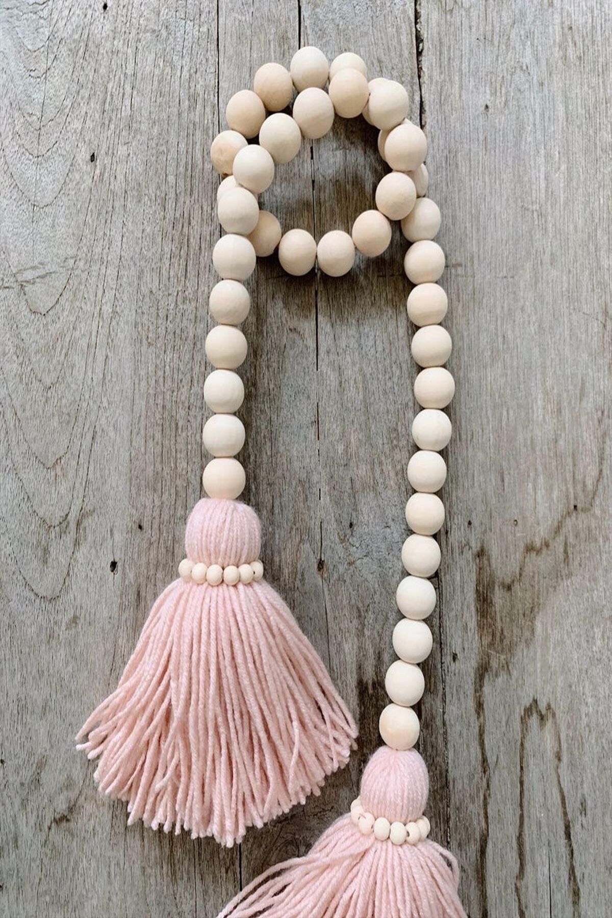 Emtory Home Ornament Pentru Ușă Și Perdea Cu Mărgele Din Lemn Cu Pompon Roz - One Size