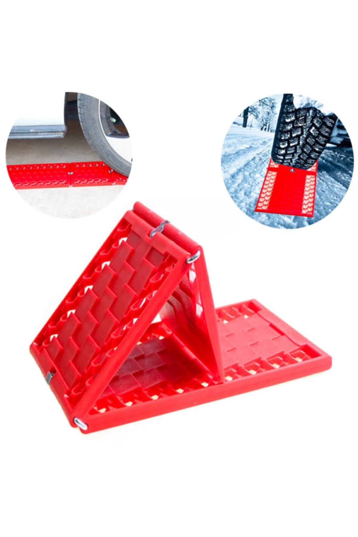Ally Mobile Ally Araç Lastik Kar Ve Çamur Paleti Tekerlek Patinaj Pedi Katlanabilir Kırmızı