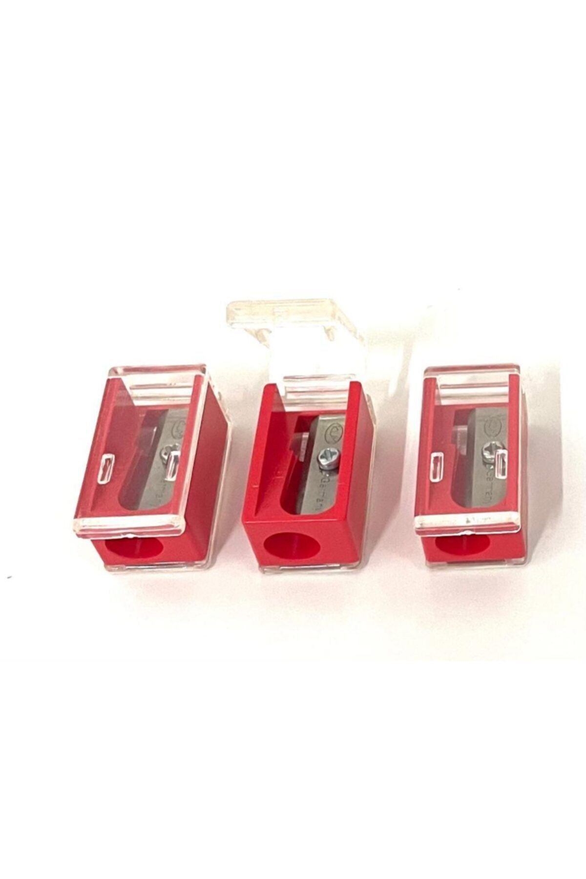 Kum-Red Pencil Sharpener with Transparent Cover Set of 3 2