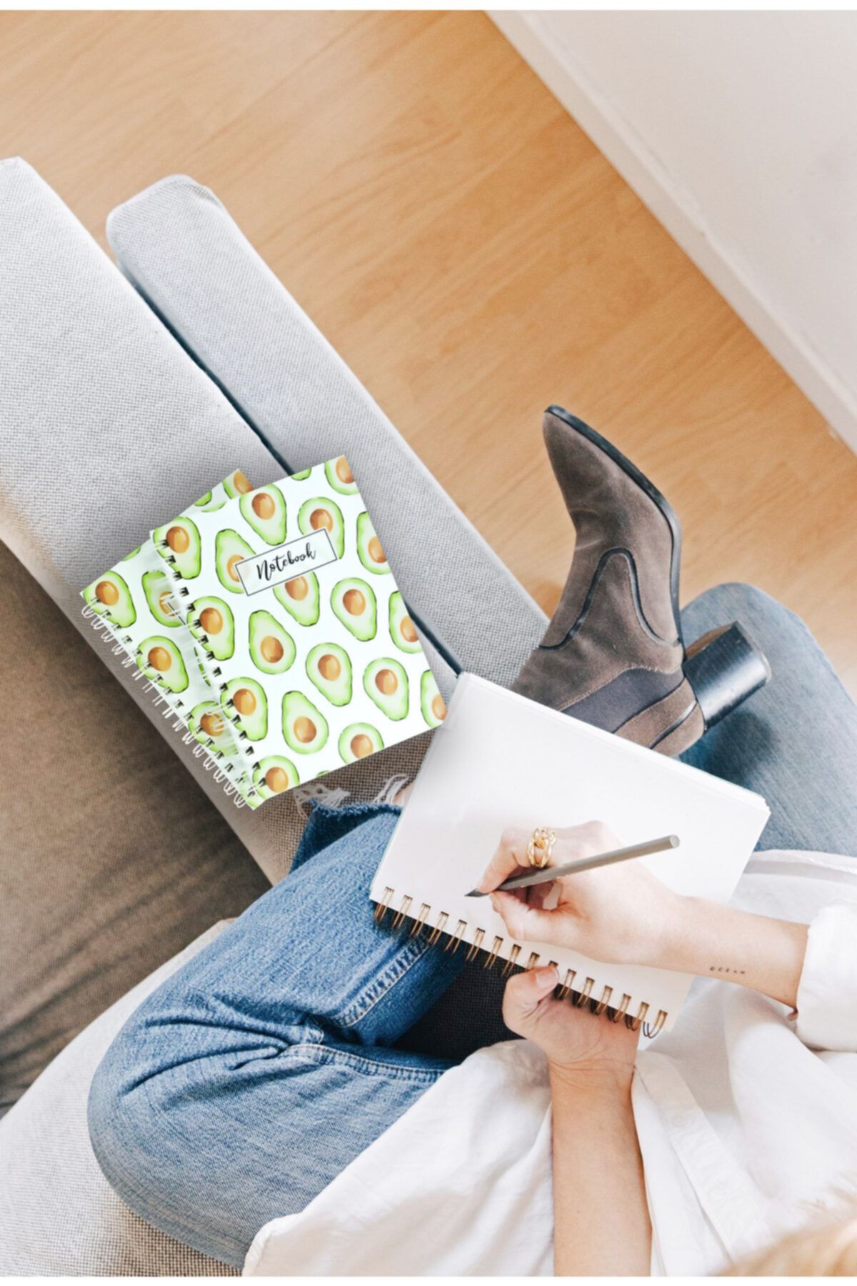 Fark Tanıtım-Avocado Patterned Unlined Spiral Notebook 2