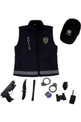 Unisex Lacivert Polis Yeleği Kostümü Çocuk Kıyafeti 1 3U20C200210