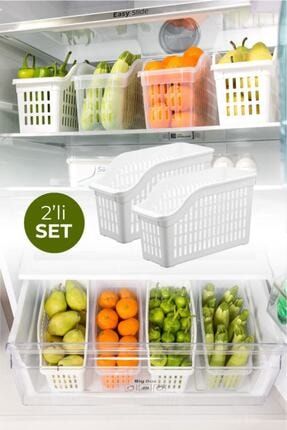 Buzdolabı Dolap Içi Düzenleyici Meyve Sebze Yeşillik Organizeri Beyaz 2 Adet DNZSO02B