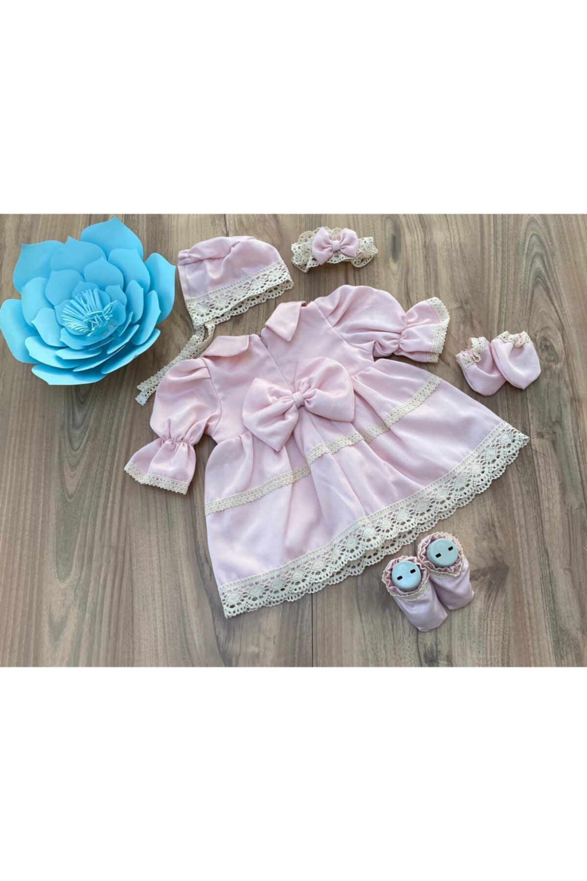 HAYY Pembe Pamuk Dantel Detaylı Bebek Mevlüt Elbise Seti fotoğrafı 2 (önizleme)