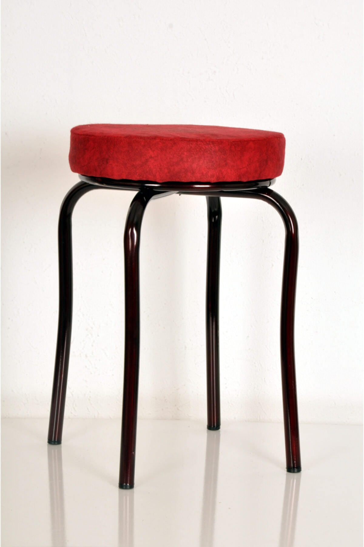 Single Red Wipeable Fabric Burgundy Profile Octopus Stool Metal Stool Kitchen Stool