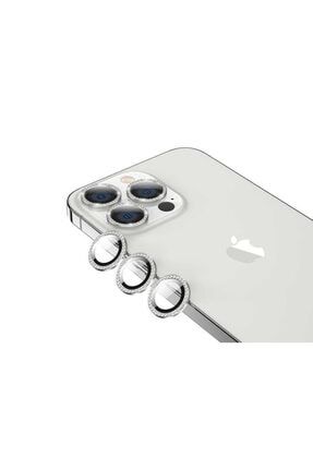 Iphone 13 Pro Max Uyumlu Taşlı Kamera Lens Koruyucu Temperli Cam Aks-Lens-009