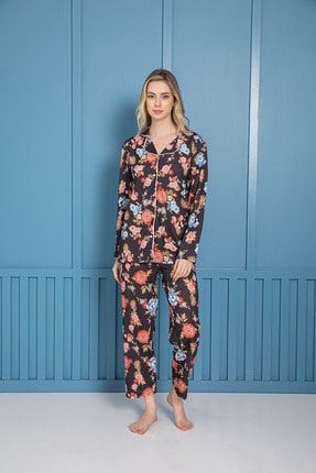 Yaprak Detaylı Gömlekli Pijama Takımı (djt-2089) DJT-2089