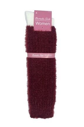 Kadın Tozluk Çorap Bordo Krem Renk MSD-002