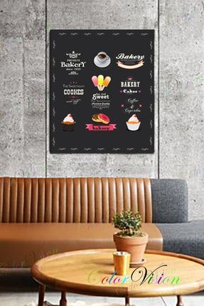 Caffe And Bakery Siyah Kanvas Tablo CFBKRYKT012