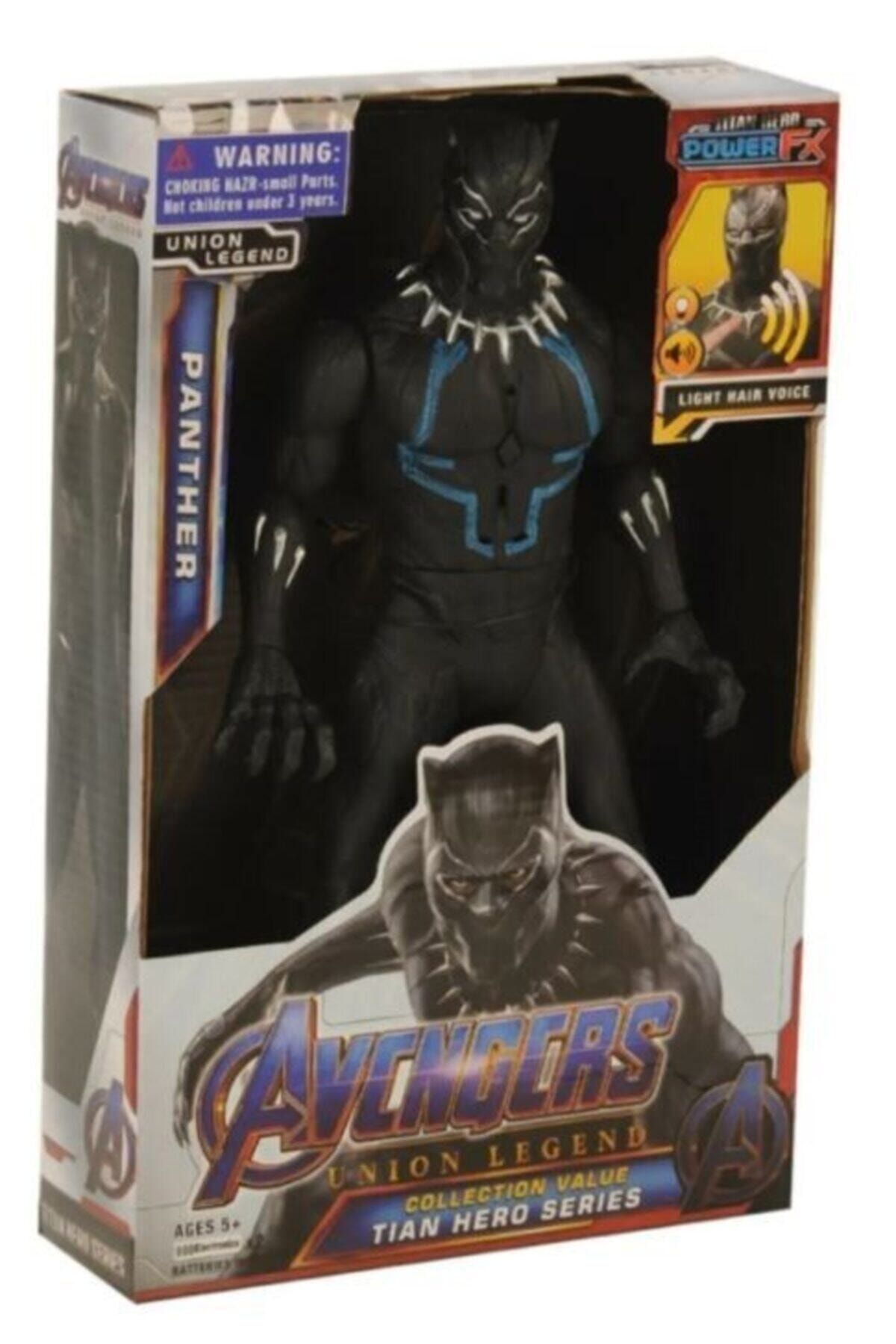BARAN-Black Panther Toy Character Figure with Sound and Light 30 Cm Black Panther Figure 1