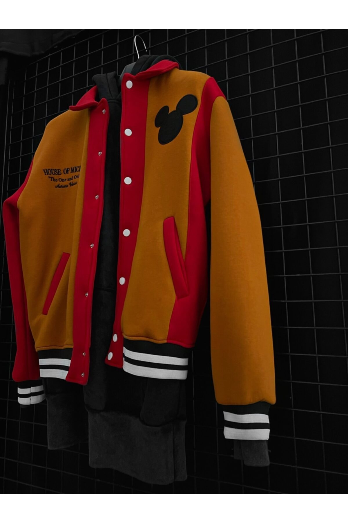 Mickey Mouse Yamalı Bomber Ceket Kırmızı Taba