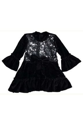 Kız Pullu Kadife Elbise 1/5 Yaş - Siyah - 0-1 Yaş BSK41X00005250