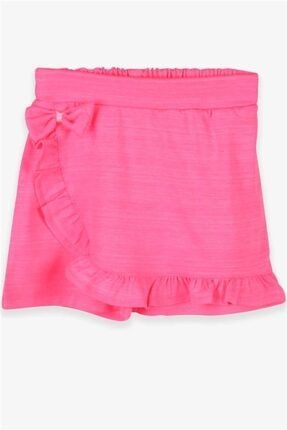 Kız Çocuk Etek Şort Fırfırlı Fiyonklu Neon Pembe Soft Giyim FG01SCI2392