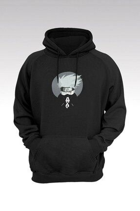 Siyah Kapşonlu Gögüs Baskılı Naruto Sweatshirt FoxskinSportswearCompanynarutoo