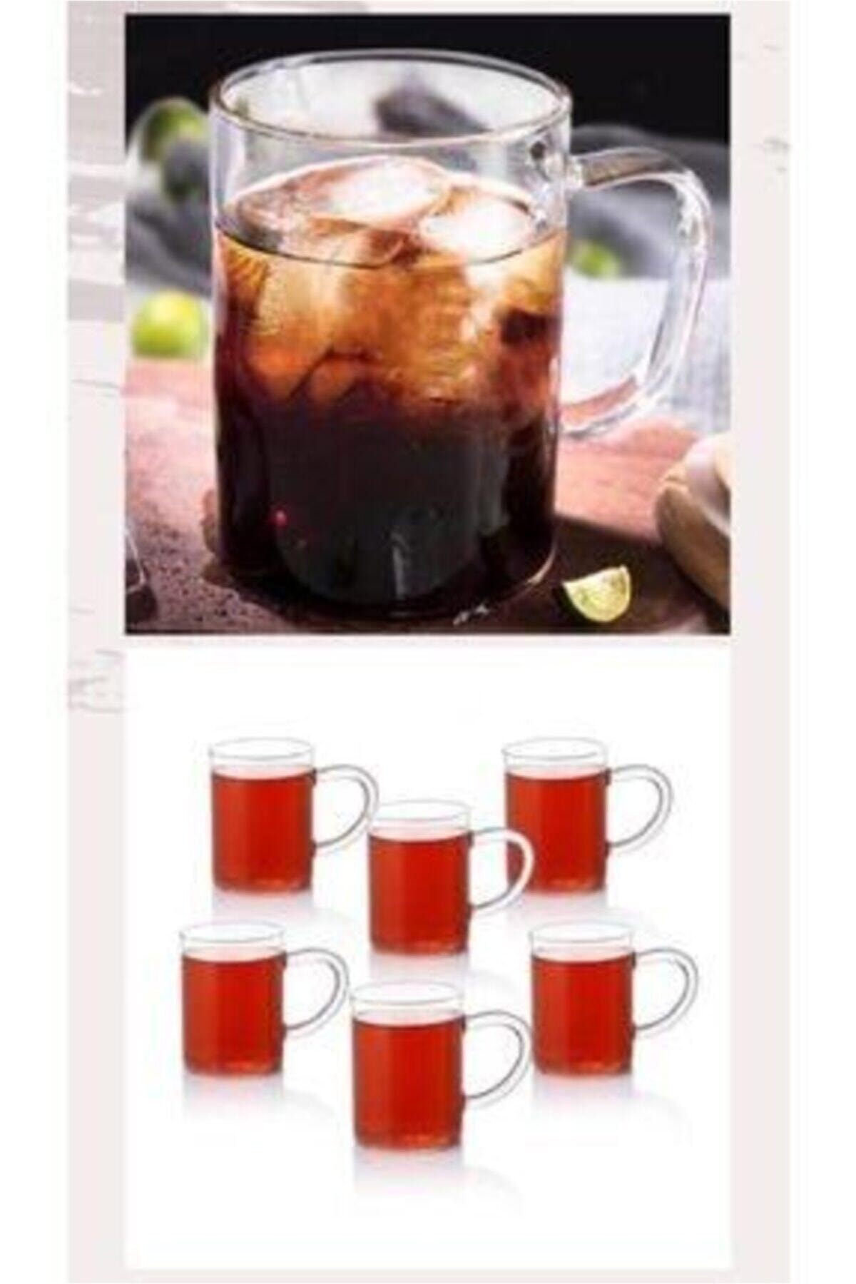 Balsa Grup 6 Adet Lüx Ince Ateşe Dayanıklı Borosilikat Cam Kupa Bardak 6'lı