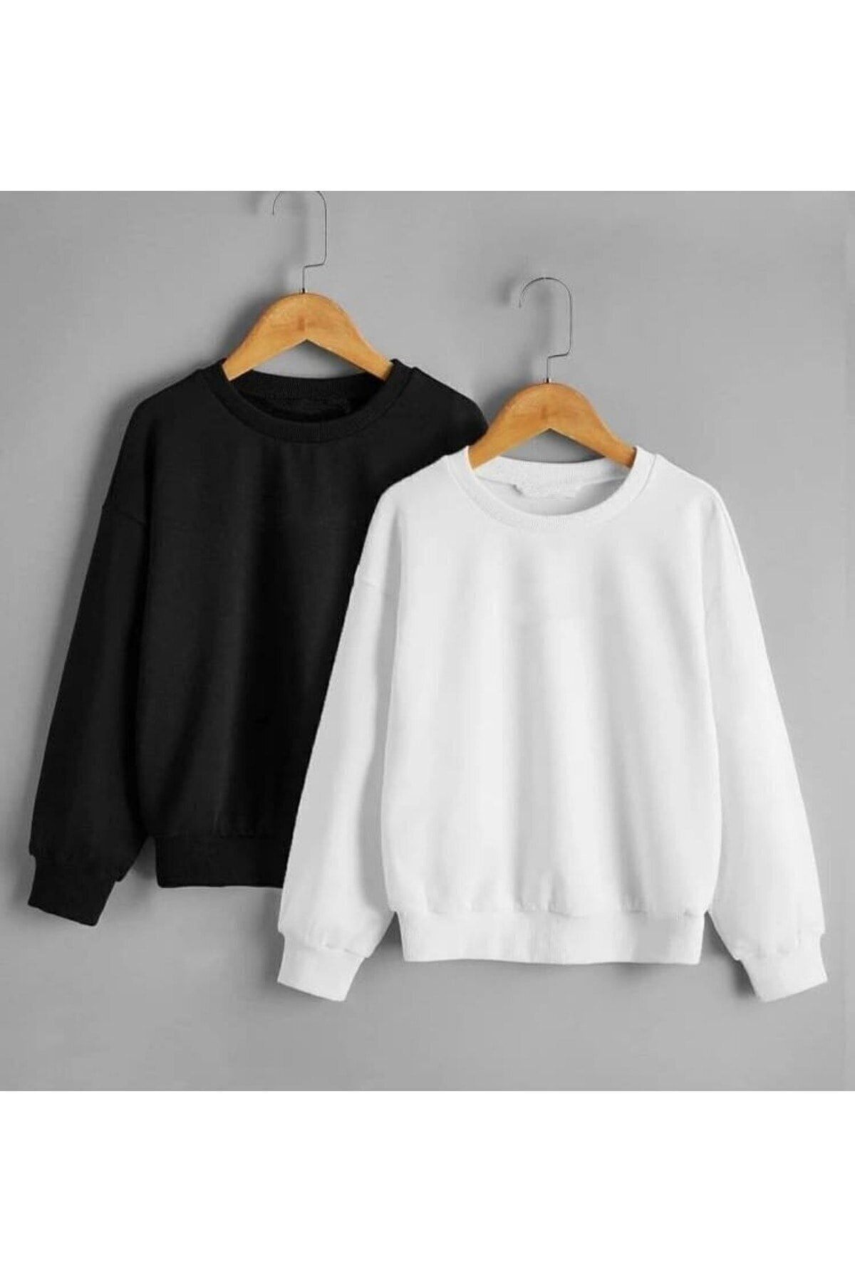 FoxSkin Sportswear&Company Foxskinsportswearcompany Siyah Beyaz 2li Bisiklet Yaka Sweat