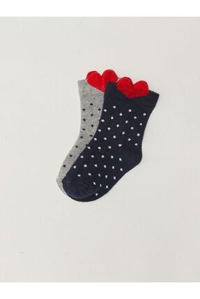 Desenli Kız Bebek Çorap 2'li cscccc