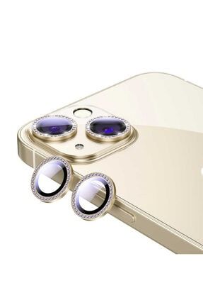 Iphone 13 Uyumlu Taşlı Kamera Lens Koruyucu Temperli Cam Aks-Lens-007