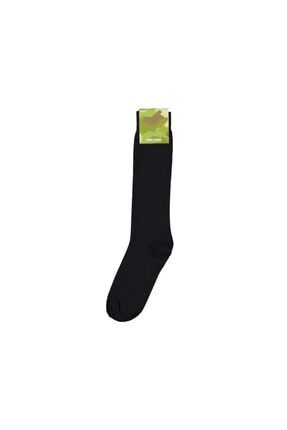 Uzun Konçlu Siyah Dizaltı Asker Çorabı Asker-S-Y